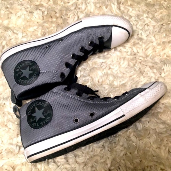 CONVERSE ALL STAR | Chuck Taylors Grey Checkered + Black Sneakers, US Size 6. - Picture 4 of 9